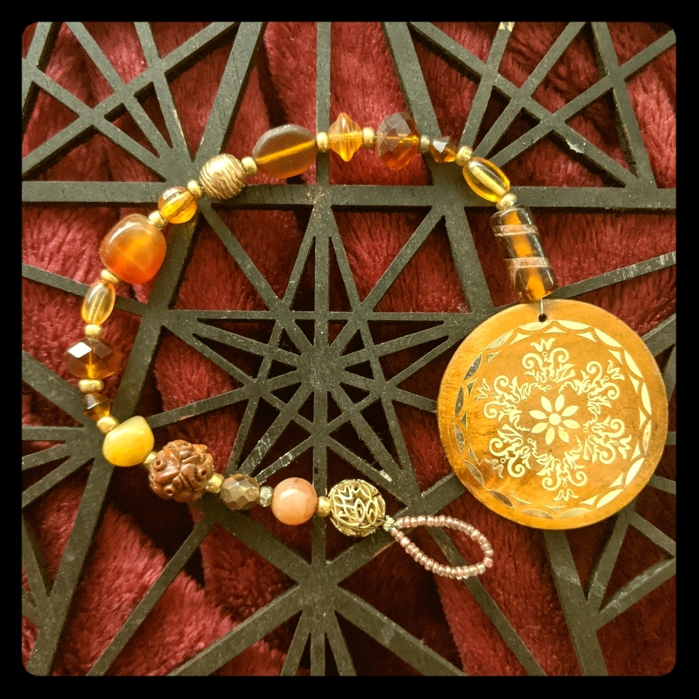 Golden Wealth Beaded Power Amulet